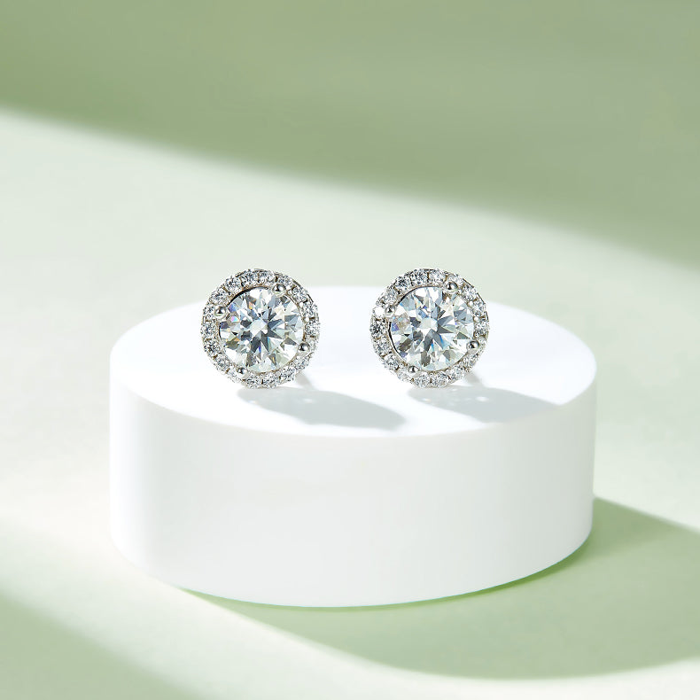 Bezel Set Moissanite Classic Pendant & Stud Earrings Set in White Gold Plated Sterling Silver#6