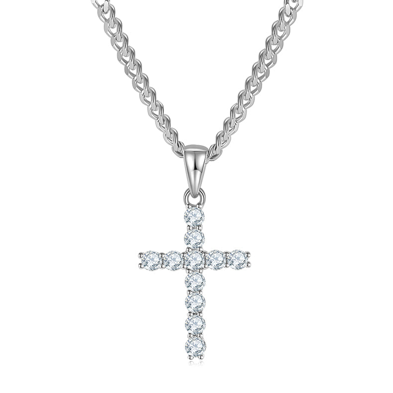 D Color Moissanite Classic Cross Pendant (3.0mm) in Sterling Silver#2