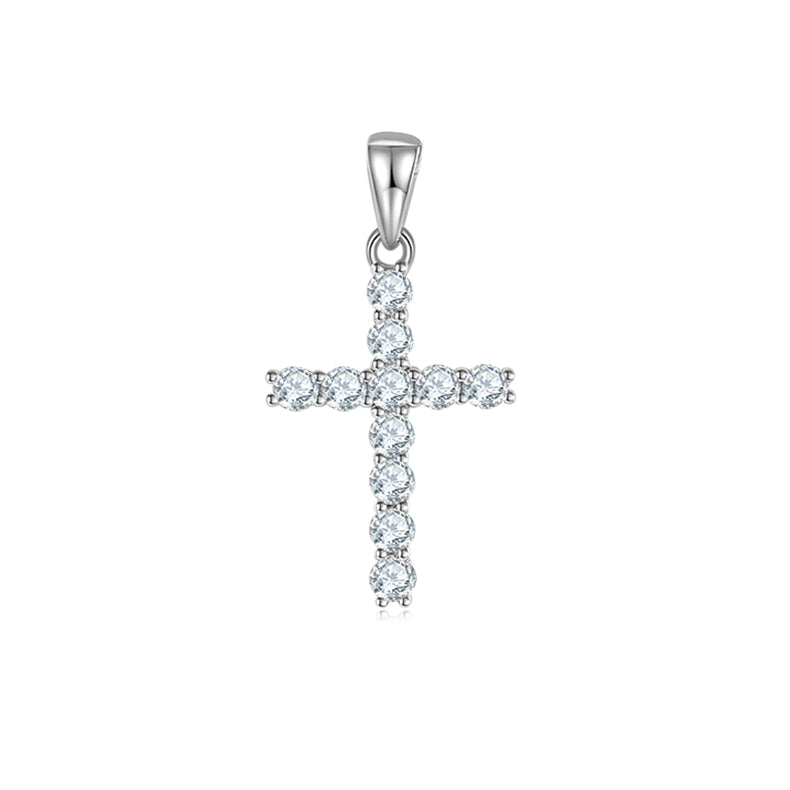 D Color Moissanite Classic Cross Pendant (3.0mm) in Sterling Silver#0