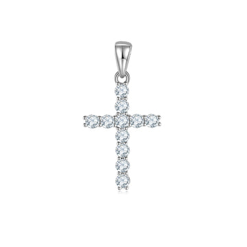 D Color Moissanite Classic Cross Pendant (3.0mm) in Sterling Silver#0