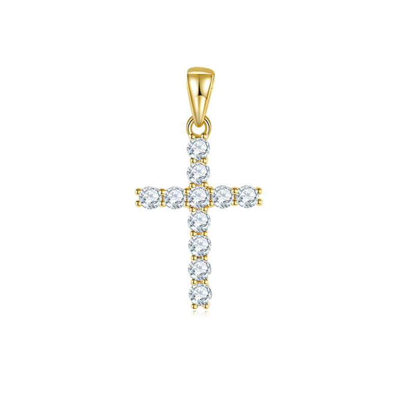 D Color Moissanite Classic Cross Pendant (3.0mm) in Sterling Silver#1