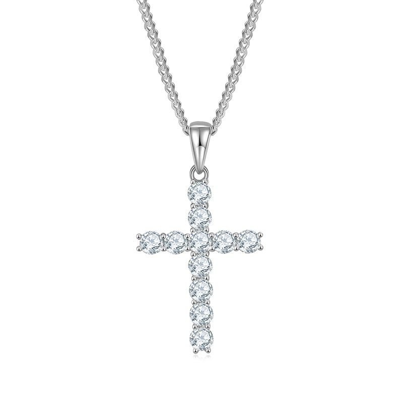 D Color Moissanite Classic Cross Pendant (4.0mm) in Sterling Silver#2