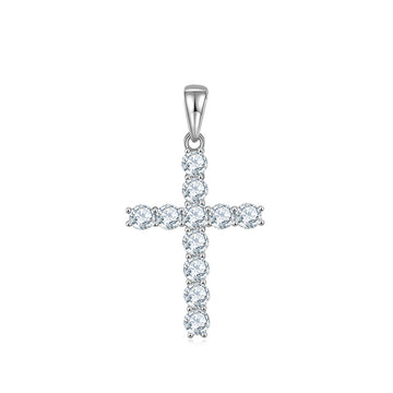 D Color Moissanite Classic Cross Pendant (4.0mm) in Sterling Silver#0