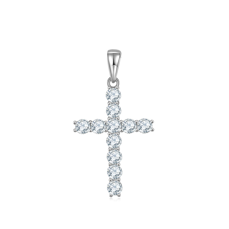 D Color Moissanite Classic Cross Pendant (4.0mm) in Sterling Silver#0