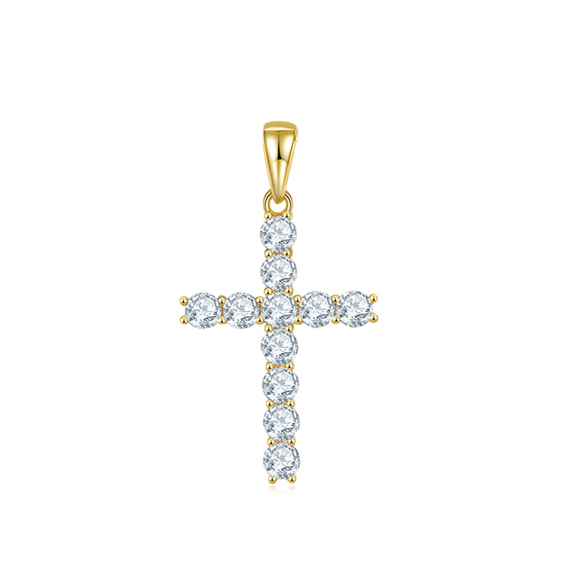 D Color Moissanite Classic Cross Pendant (4.0mm) in Sterling Silver#1