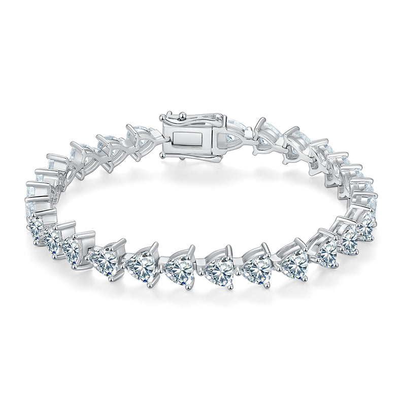 D Color VVS Moissanite Cluster Tennis Bracelet (Trillion Cut, 0.5 CT Each) in White Gold Plated Sterling Silver#0