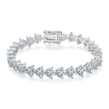 D Color VVS Moissanite Cluster Tennis Bracelet (Trillion Cut, 0.5 CT Each) in White Gold Plated Sterling Silver#0