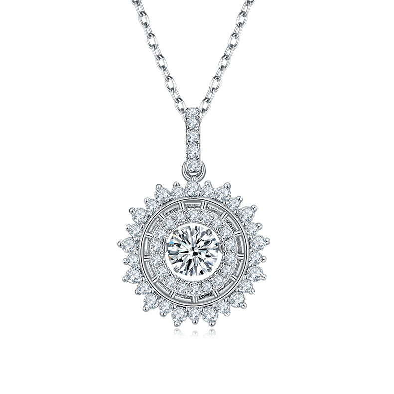 0.5 CT D Color Dancing Moissanite Shining Necklace in White Gold Plated Sterling Silver#0