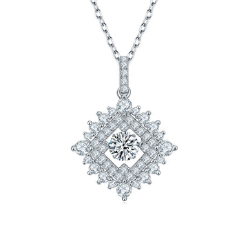 0.5 CT D Color Dancing Moissanite Sparkle Necklace in White Gold Plated Sterling Silver#0