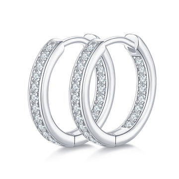 0.32 CT D Color Moissanite Melee Single Row Half Hoop Earrings in Sterling Silver#0