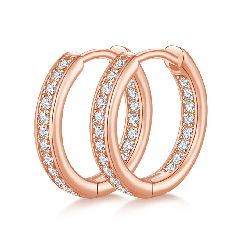 0.32 CT D Color Moissanite Melee Single Row Half Hoop Earrings in Sterling Silver#1