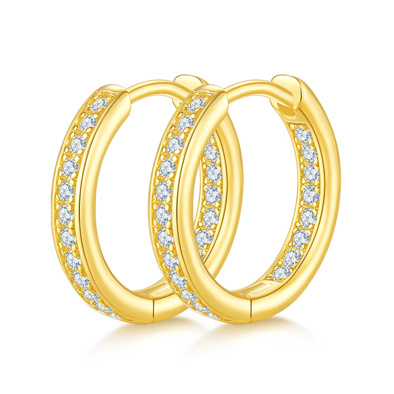 0.32 CT D Color Moissanite Melee Single Row Half Hoop Earrings in Sterling Silver#2