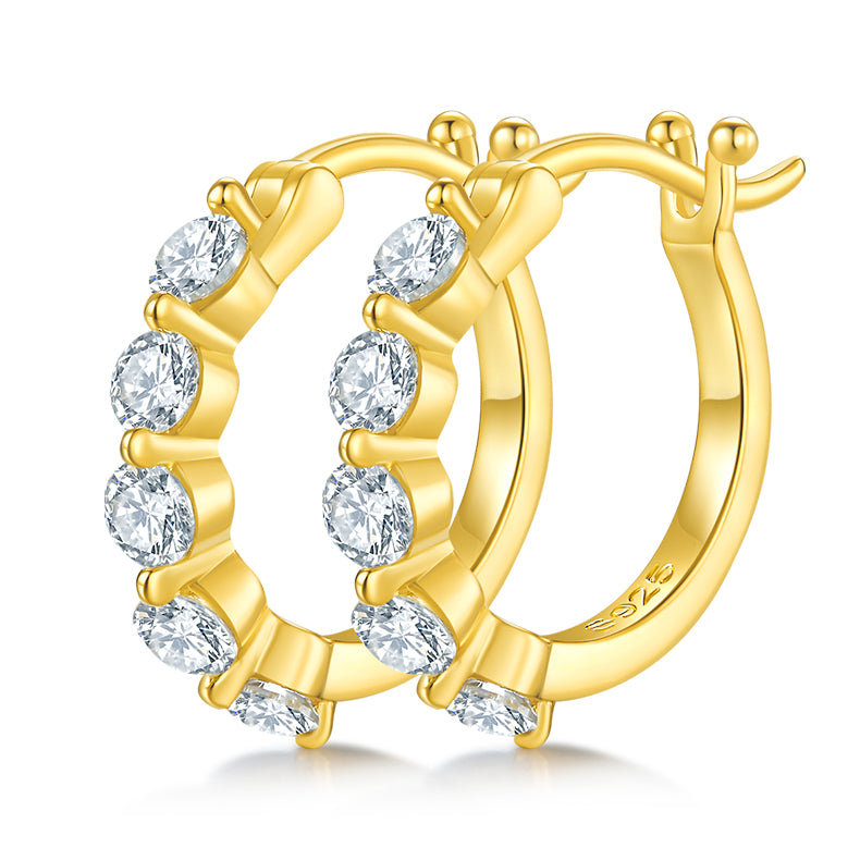 1.0 CT D Color Moissanite Melee Single Row Half Hoop Earrings in Sterling Silver#2
