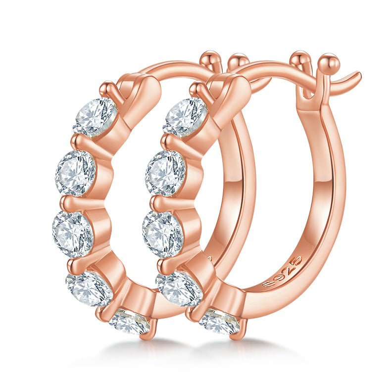 1.0 CT D Color Moissanite Melee Single Row Half Hoop Earrings in Sterling Silver#1