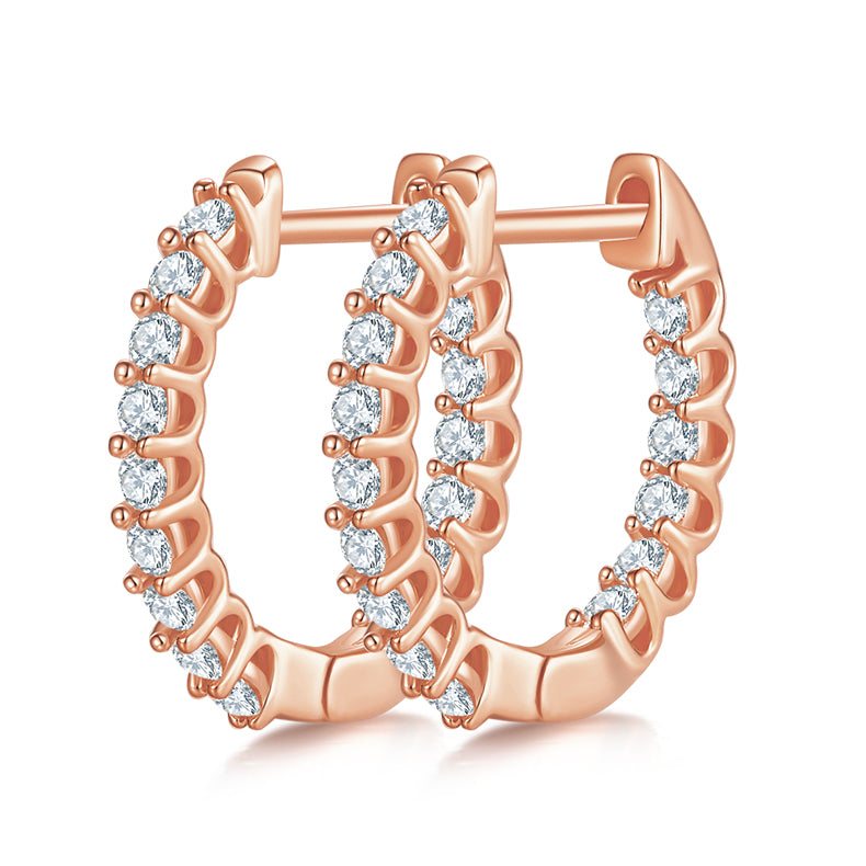 0.45 CT D Color Moissanite Melee Single Row Half Hoop Earrings in Sterling Silver#1