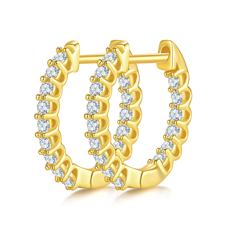 0.45 CT D Color Moissanite Melee Single Row Half Hoop Earrings in Sterling Silver#2