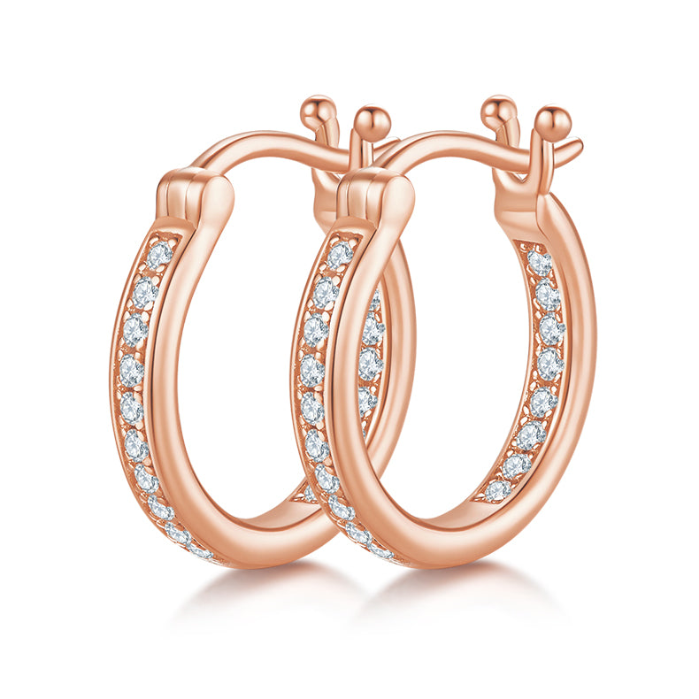 0.3 CT D Color Moissanite Melee Single Row Half Hoop Earrings in Sterling Silver#1