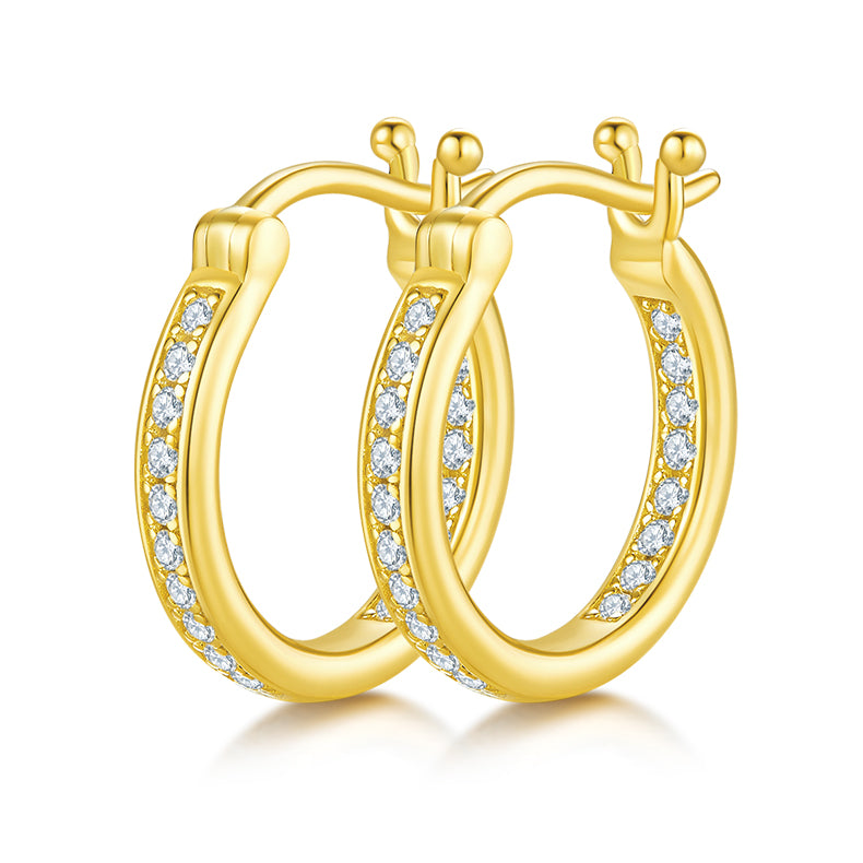 0.3 CT D Color Moissanite Melee Single Row Half Hoop Earrings in Sterling Silver#2