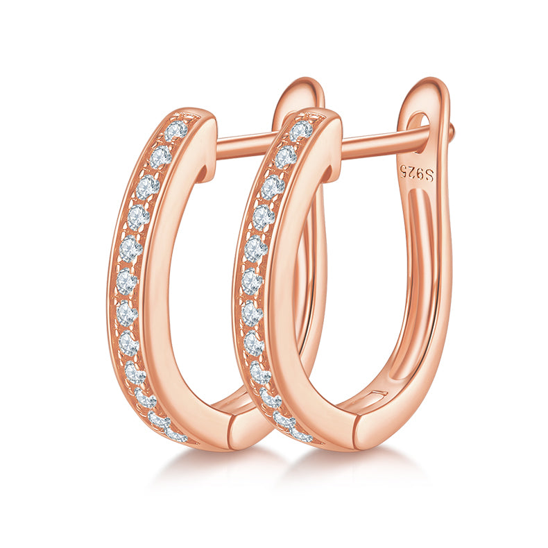 0.2 CT D Color Moissanite Melee Single Row Half Hoop Earrings in Sterling Silver#1