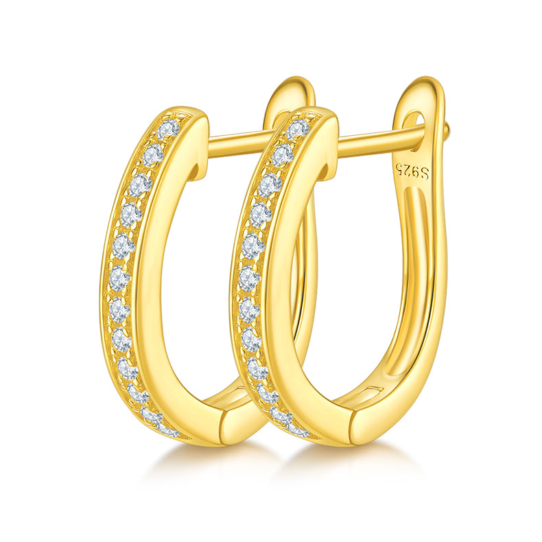 0.2 CT D Color Moissanite Melee Single Row Half Hoop Earrings in Sterling Silver#2