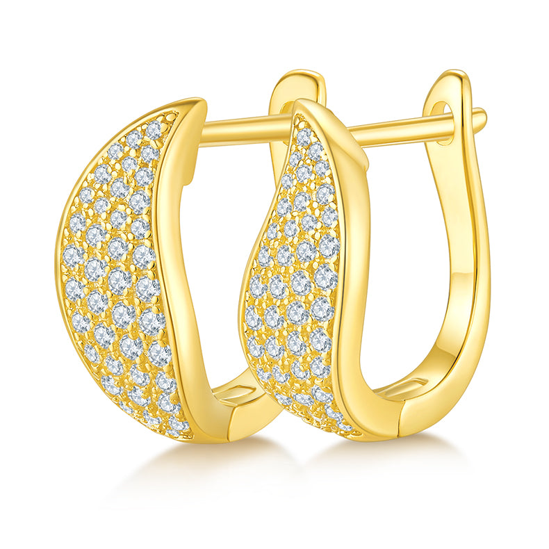 0.5 CT D Color Moissanite Melee 4-Row Half Hoop Earrings in Sterling Silver#2
