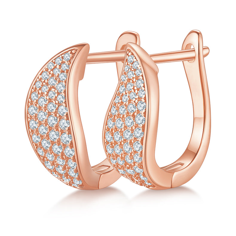 0.5 CT D Color Moissanite Melee 4-Row Half Hoop Earrings in Sterling Silver#1