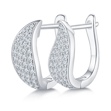 0.5 CT D Color Moissanite Melee 4-Row Half Hoop Earrings in Sterling Silver#0