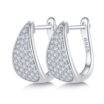 0.57 CT D Color Moissanite Melee 5-Row Half Hoop Earrings in Sterling Silver#0