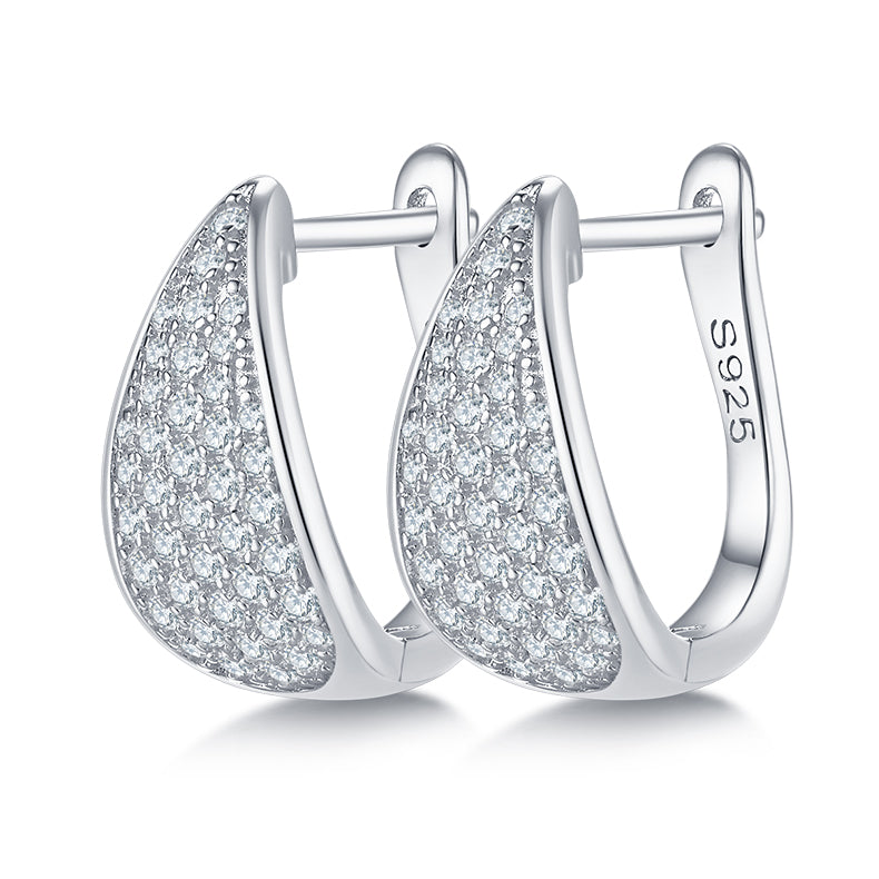 0.57 CT D Color Moissanite Melee 5-Row Half Hoop Earrings in Sterling Silver#0