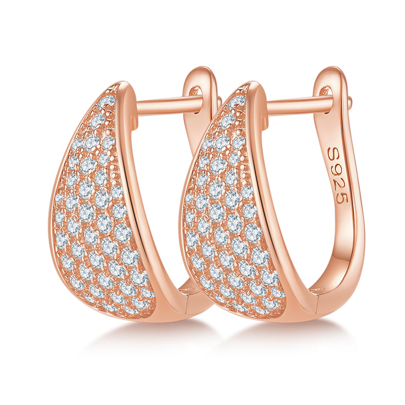 0.57 CT D Color Moissanite Melee 5-Row Half Hoop Earrings in Sterling Silver#1