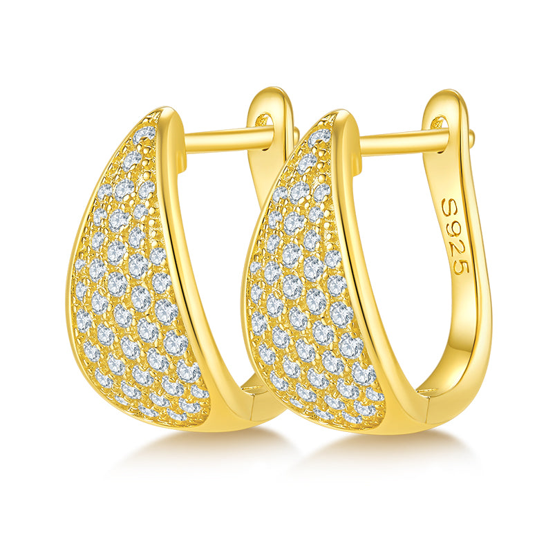 0.57 CT D Color Moissanite Melee 5-Row Half Hoop Earrings in Sterling Silver#2