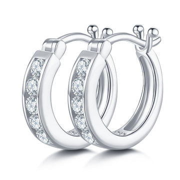 0.45 CT D Color Moissanite Melee Single Row Half Hoop Earrings in Sterling Silver#0