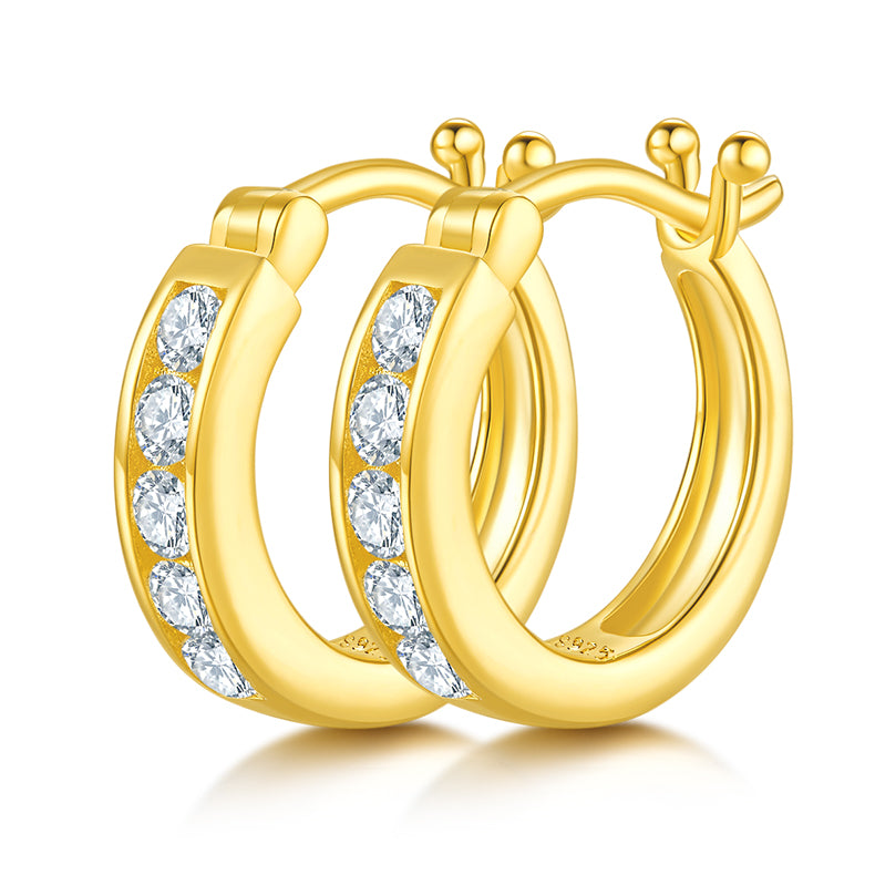 0.45 CT D Color Moissanite Melee Single Row Half Hoop Earrings in Sterling Silver#2