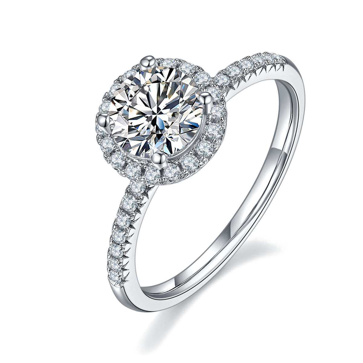 1.0 CT D Color Bezel Set Moissanite Classic Ring in White Gold Plated Sterling Silver#0