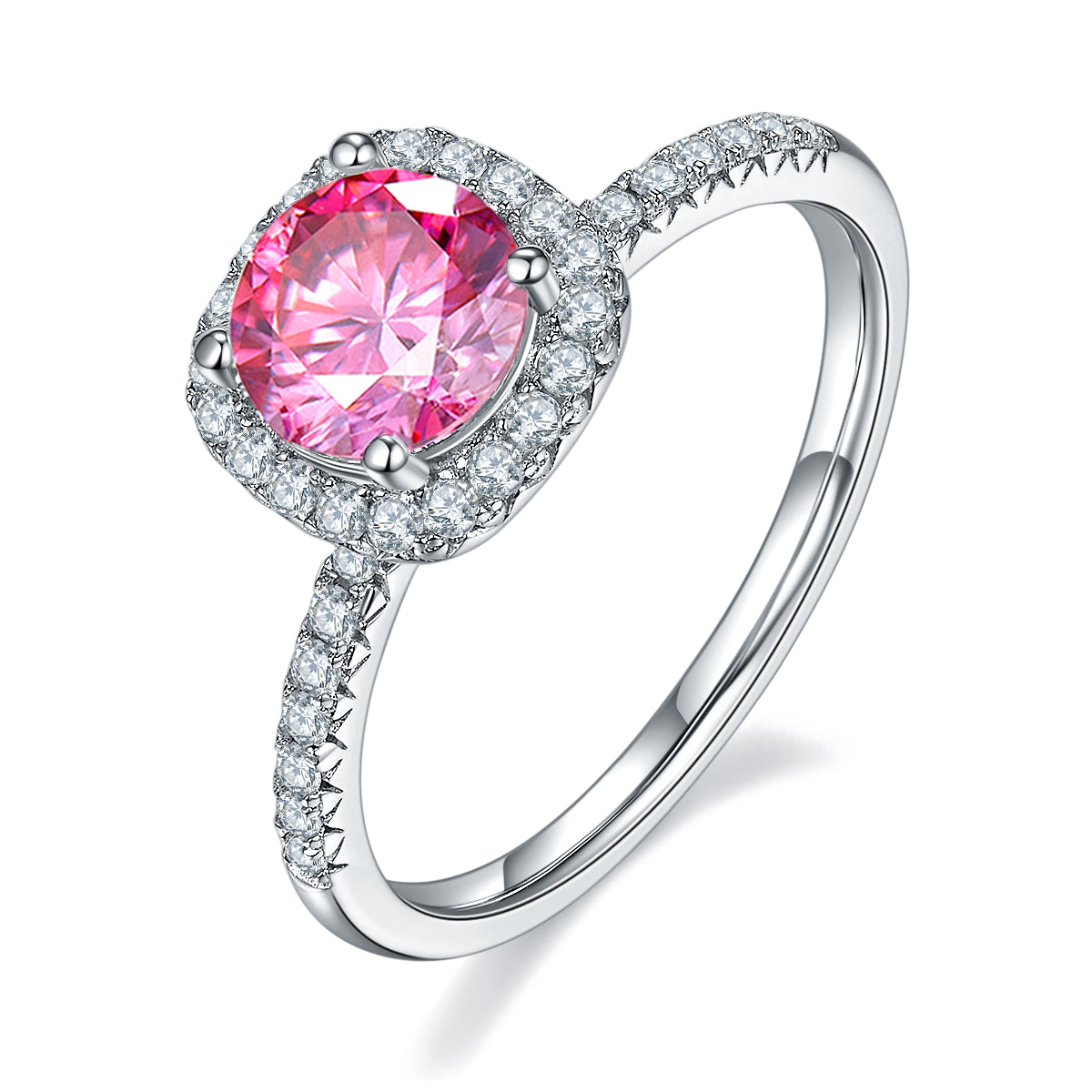 1.0 CT D Color Square Bezel Set Moissanite Classic Ring in White Gold Plated Sterling Silver#2