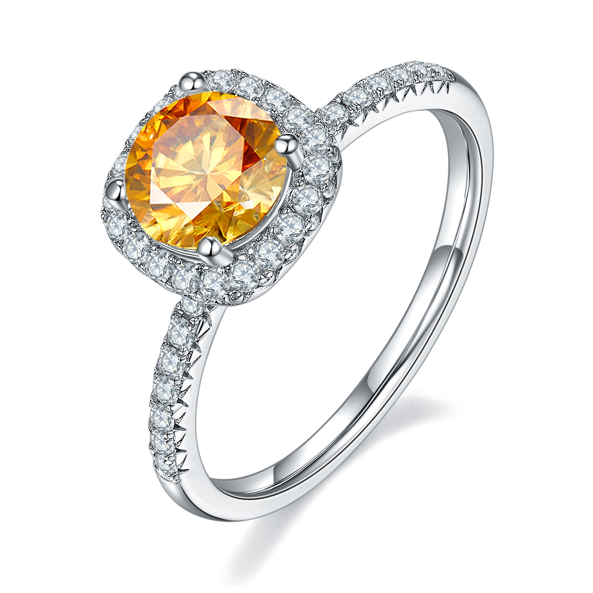 1.0 CT D Color Square Bezel Set Moissanite Classic Ring in White Gold Plated Sterling Silver#1