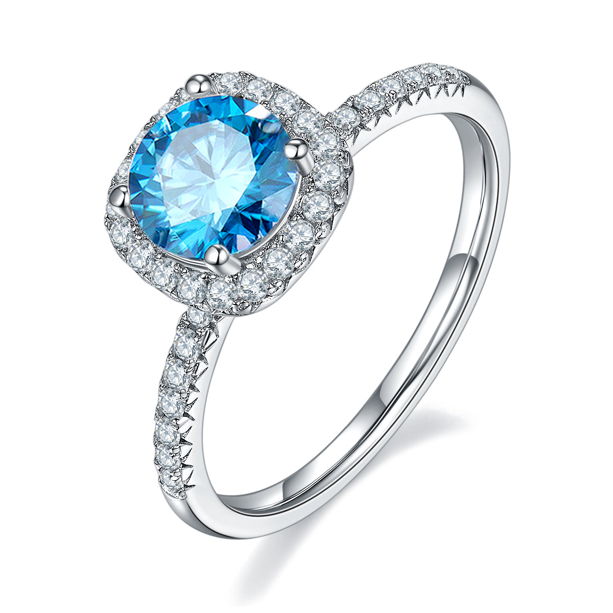 1.0 CT D Color Square Bezel Set Moissanite Classic Ring in White Gold Plated Sterling Silver#3