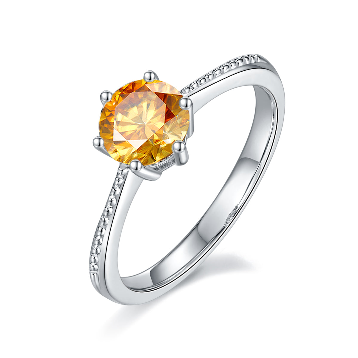 1.0 CT D Color Moissanite Milgrain Promise Straight Shank Ring in White Gold Plated Sterling Silver#1