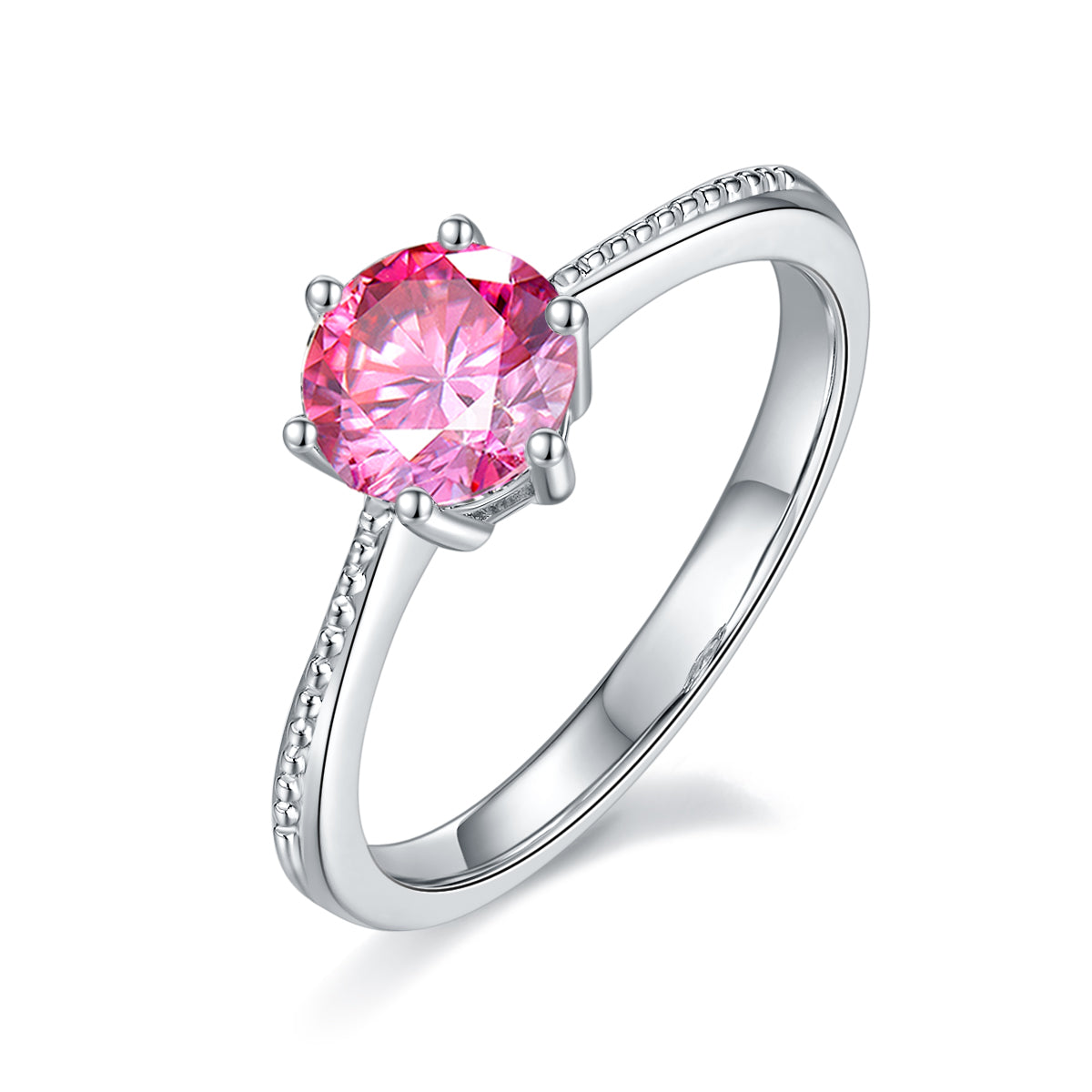 1.0 CT D Color Moissanite Milgrain Promise Straight Shank Ring in White Gold Plated Sterling Silver#2