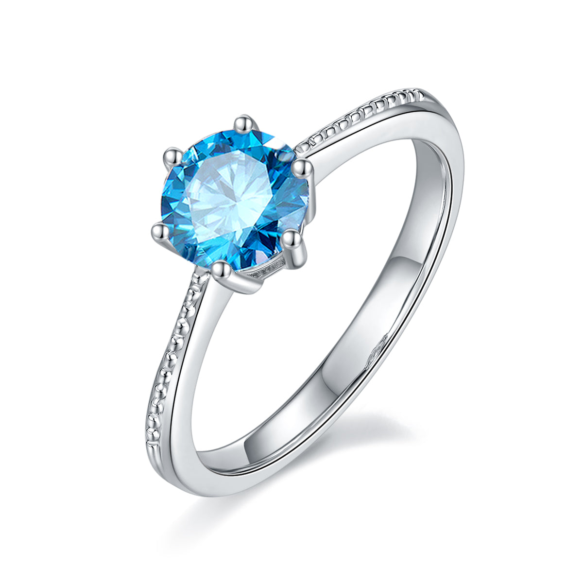 1.0 CT D Color Moissanite Milgrain Promise Straight Shank Ring in White Gold Plated Sterling Silver#3