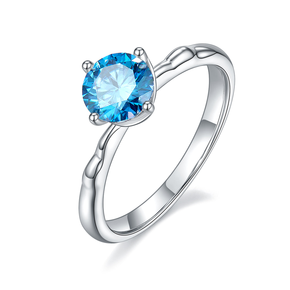 1.0 CT D Color Moissanite Windmill Straight Shank Ring in White Gold Plated Sterling Silver#3