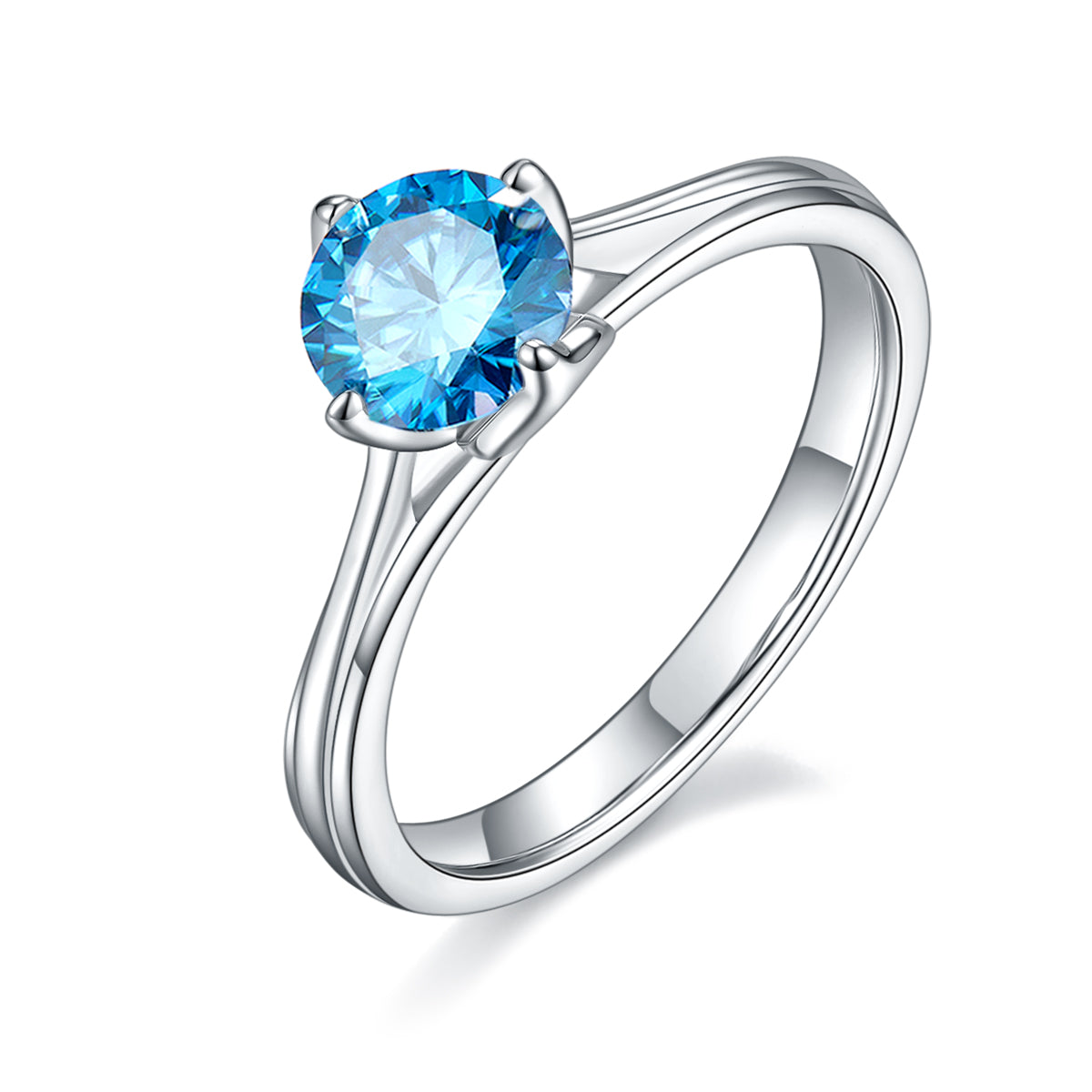 1.0 CT D Color Moissanite Lotus Straight Shank Ring in White Gold Plated Sterling Silver#3