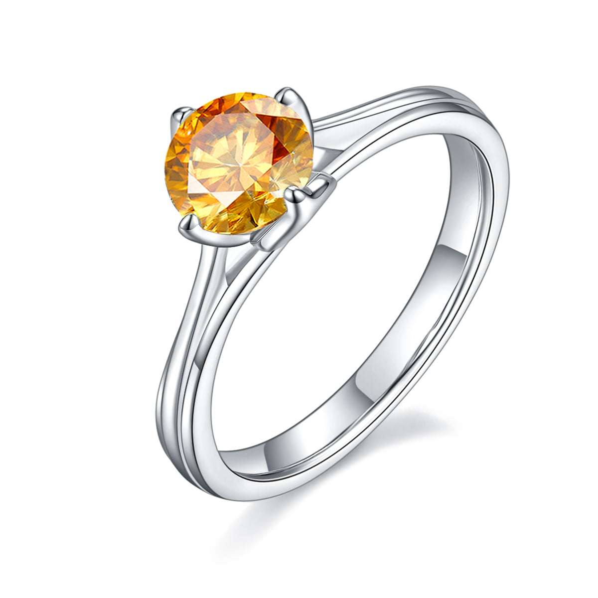 1.0 CT D Color Moissanite Lotus Straight Shank Ring in White Gold Plated Sterling Silver#1
