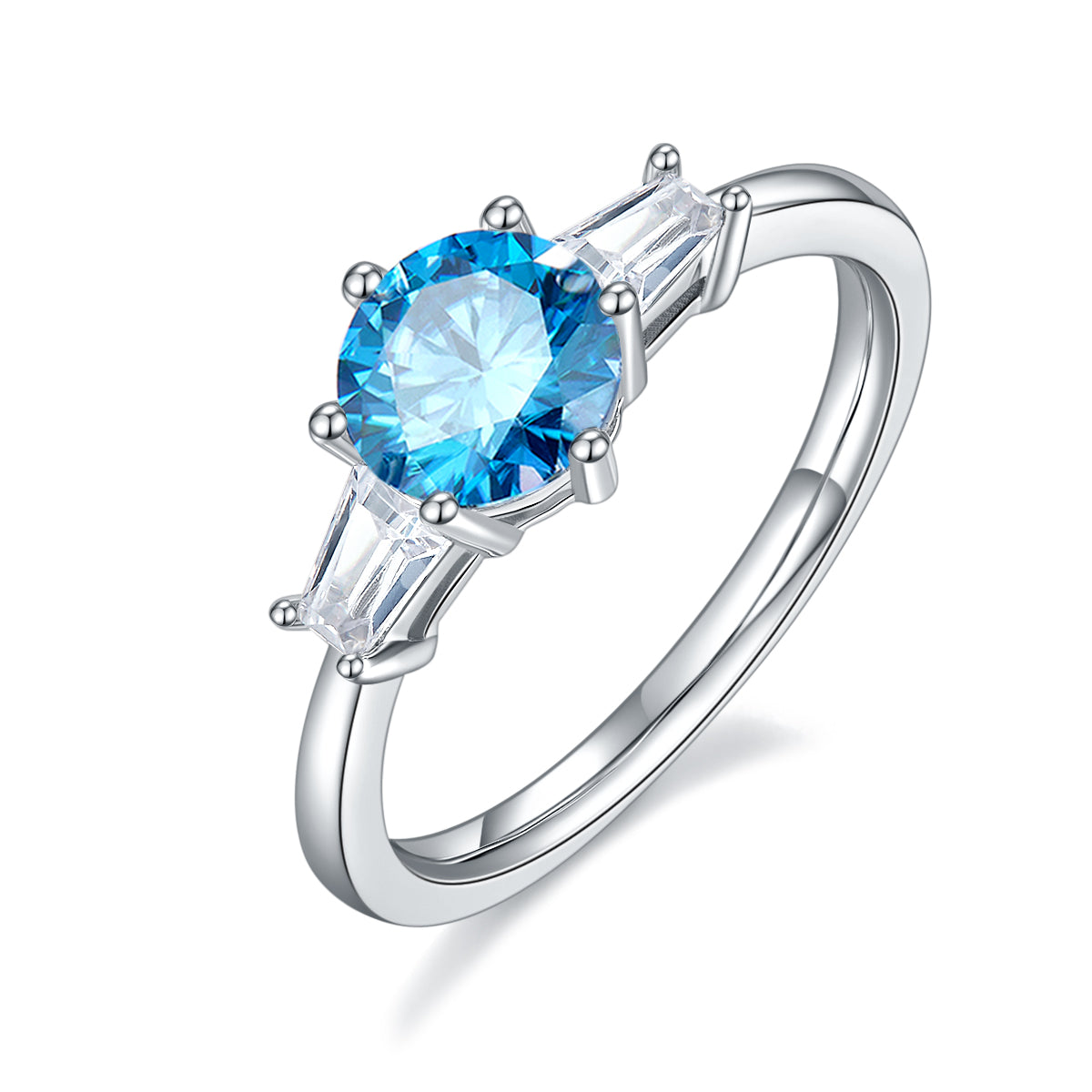 1.0 CT D Color Moissanite Classic Luxury Ring in White Gold Plated Sterling Silver#3