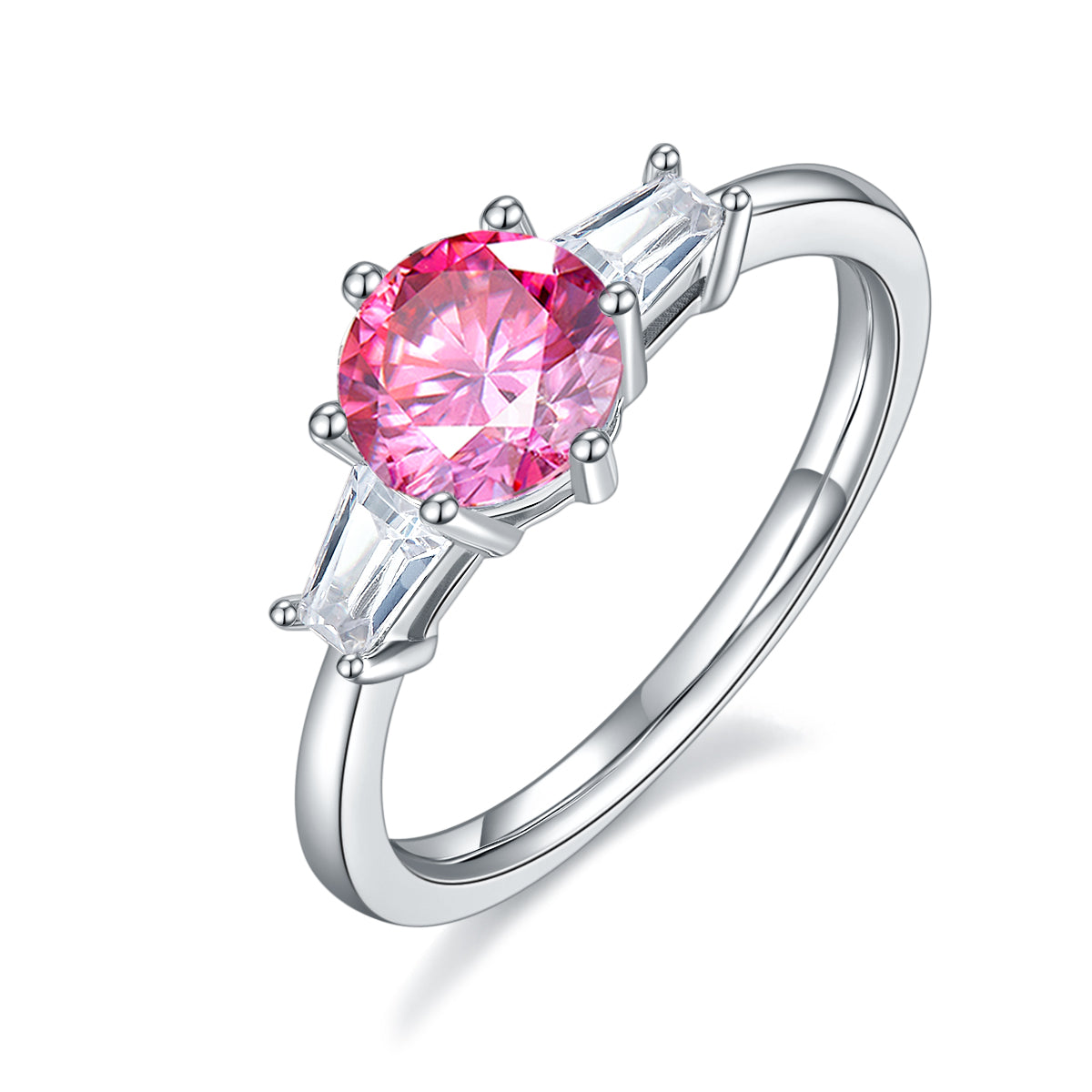 1.0 CT D Color Moissanite Classic Luxury Ring in White Gold Plated Sterling Silver#2