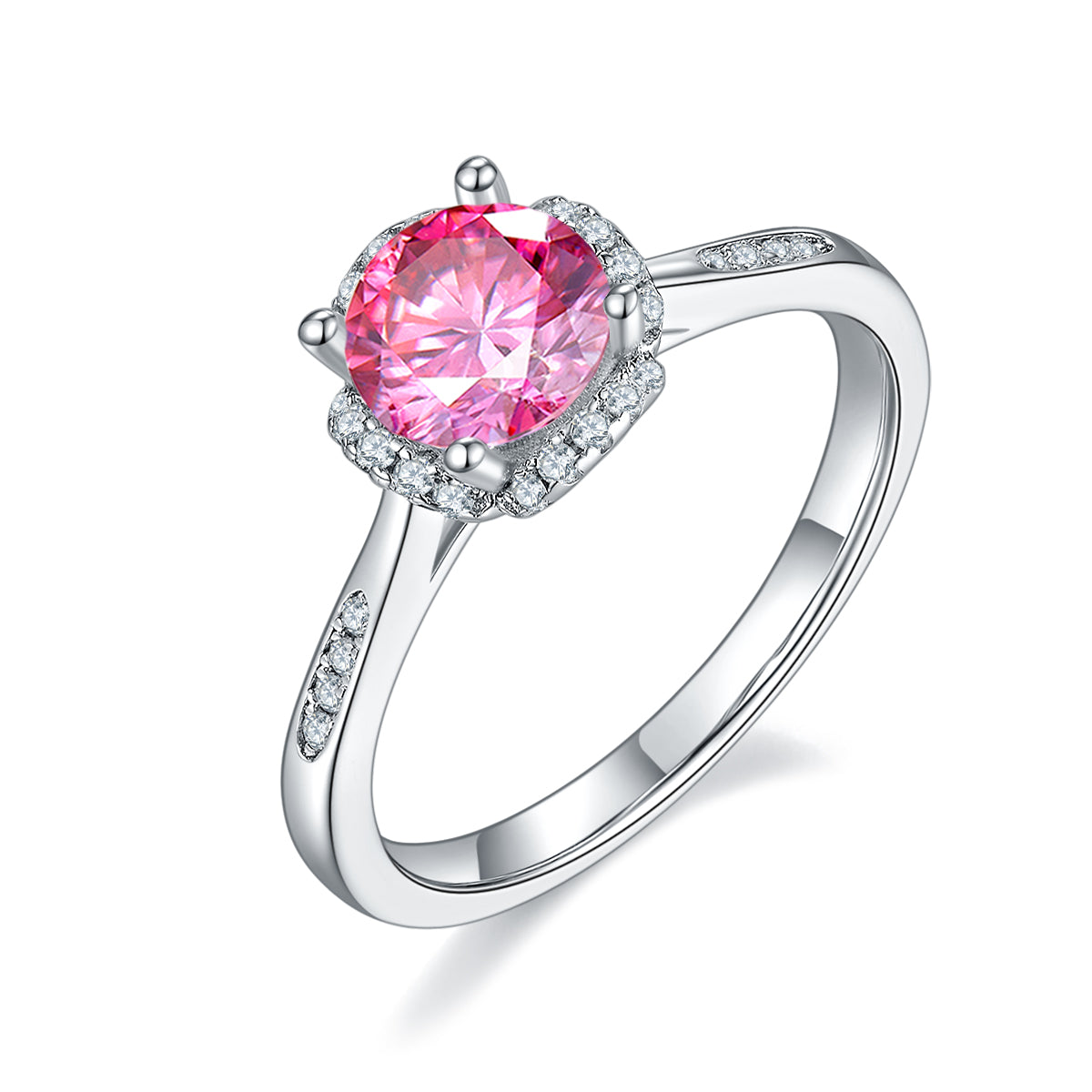 1.0 CT D Color Moissanite Pave In the Mood for Love Ring in White Gold Plated Sterling Silver#2