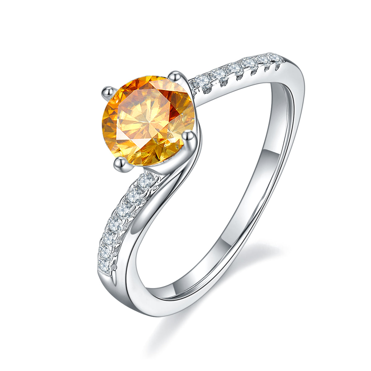 1.0 CT D Color Moissanite Happy Embrace Ring in White Gold Plated Sterling Silver#1