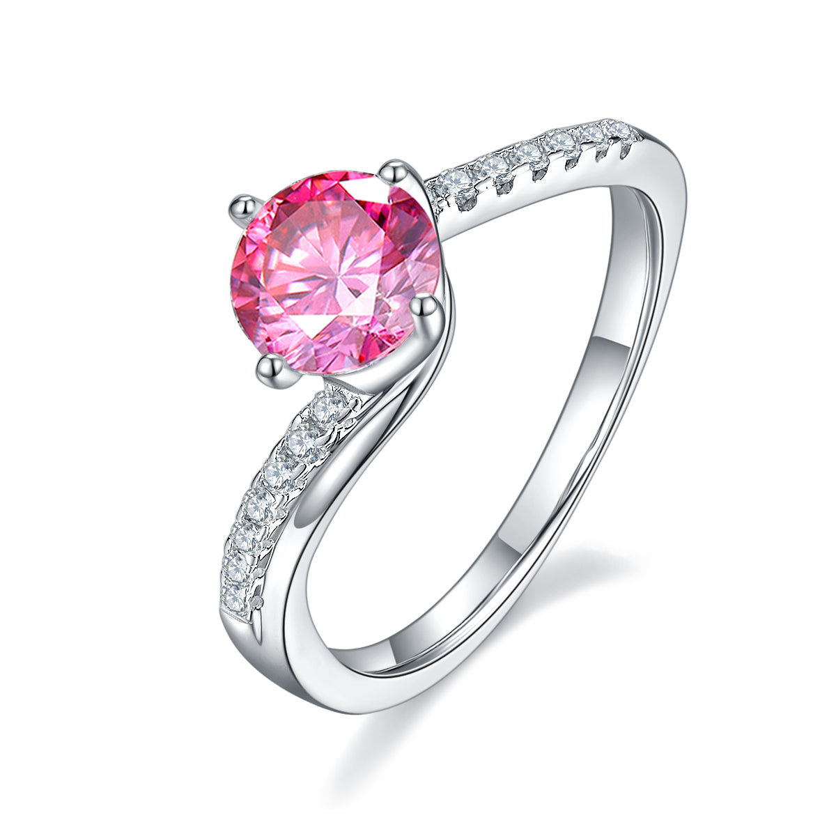 1.0 CT D Color Moissanite Happy Embrace Ring in White Gold Plated Sterling Silver#2