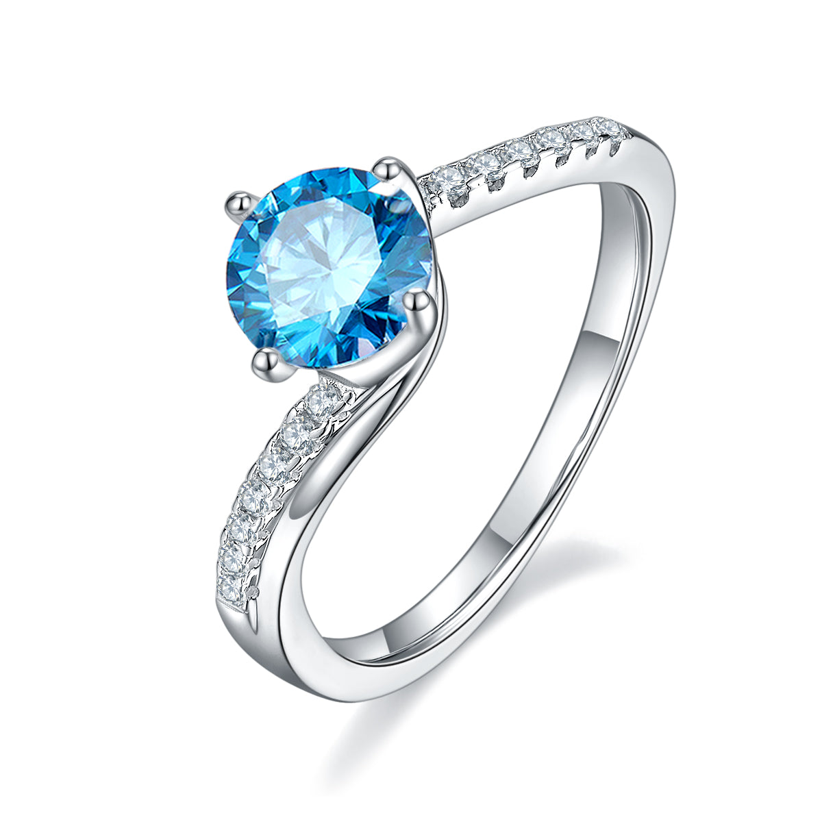 1.0 CT D Color Moissanite Happy Embrace Ring in White Gold Plated Sterling Silver#3