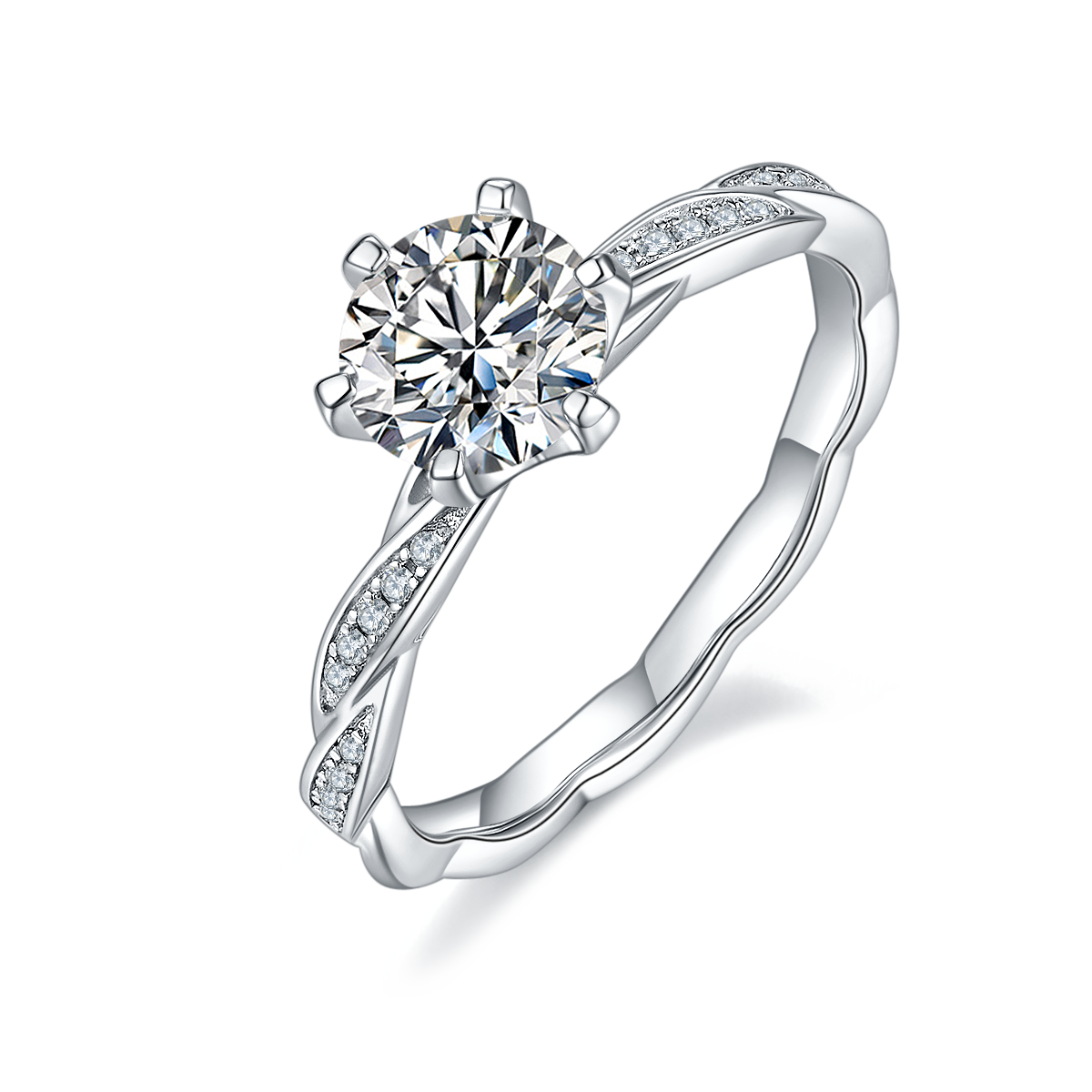 1.0 CT D Color Moissanite Tender Love Ring in White Gold Plated Sterling Silver#0